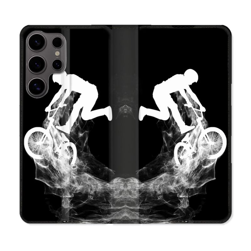 Housse Cuir Portefeuille Pour Samsung Galaxy S25 ULTRA Sport VTT Noir