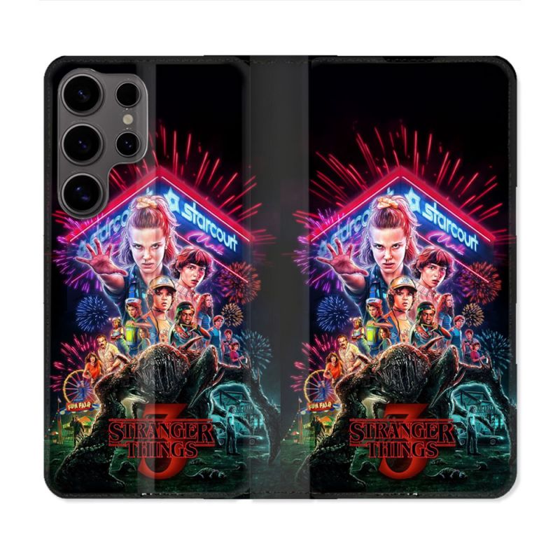 Housse Cuir Portefeuille Pour Samsung Galaxy S25 ULTRA Stranger Things Affiche 3