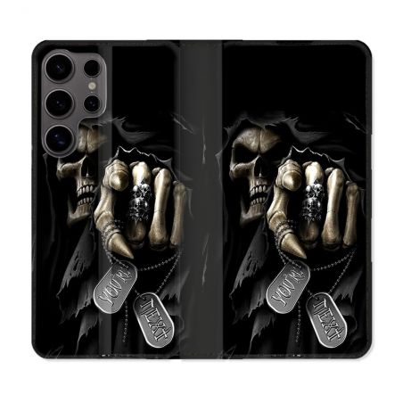 Housse Cuir Portefeuille Pour Samsung Galaxy S25 ULTRA Tete de Mort Your Next