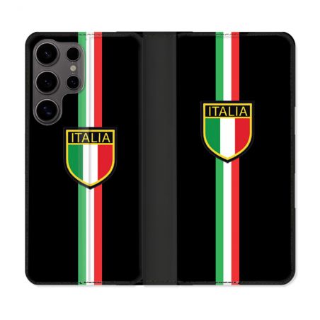 Housse Cuir Portefeuille Pour Samsung Galaxy S25 ULTRA Voyage Italie 3 Noir