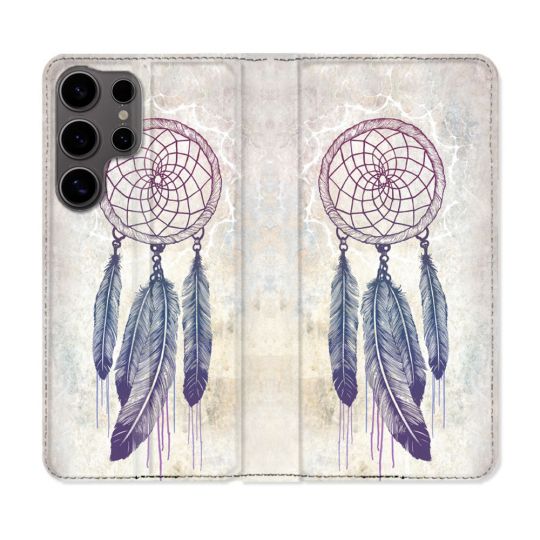 Housse Cuir Portefeuille Pour Samsung Galaxy S25 ULTRA Zen Attrape Reve Blanc