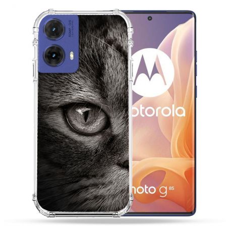 Coque Renforcée Pour Motorola G85 5G Animal Chat Gris