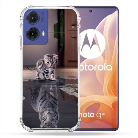 Coque Renforcée Pour Motorola G85 5G Animal Chat Reflet