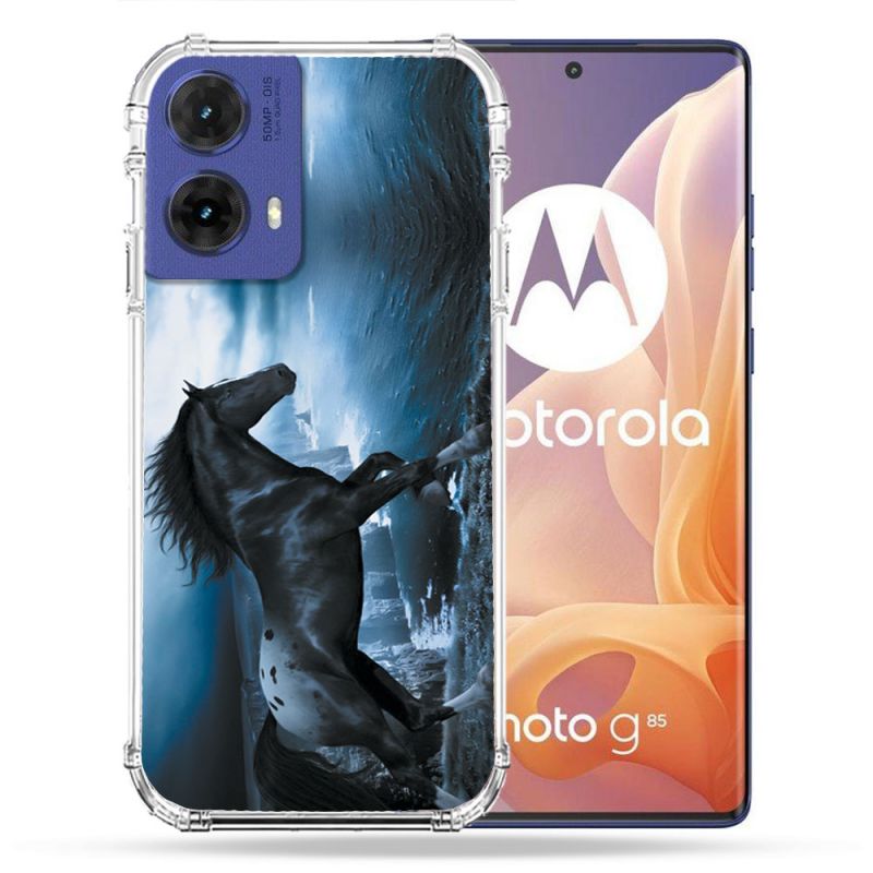 Coque Renforcée Pour Motorola G85 5G Animal Cheval Noir