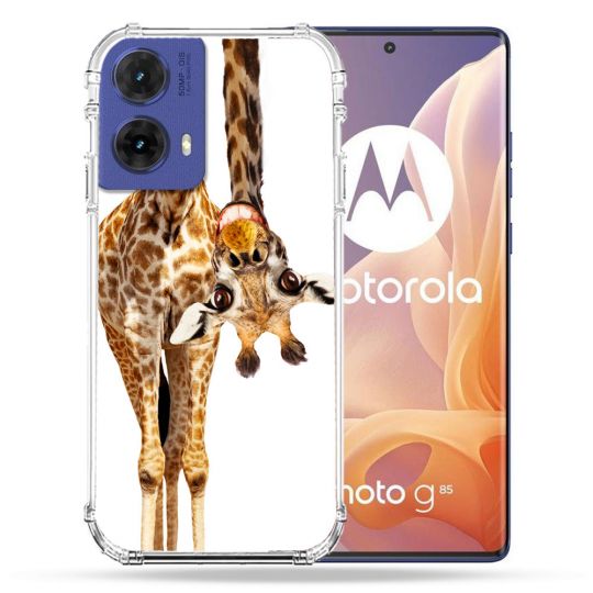 Coque Renforcée Pour Motorola G85 5G Animal Girafe Blanche