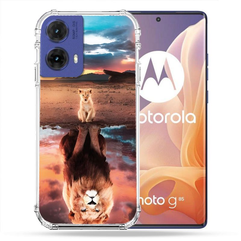 Coque Renforcée Pour Motorola G85 5G Animal Lion Reflet