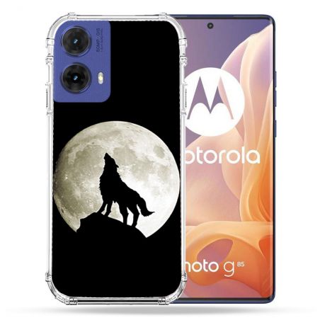 Coque Renforcée Pour Motorola G85 5G Animal Loup Noir