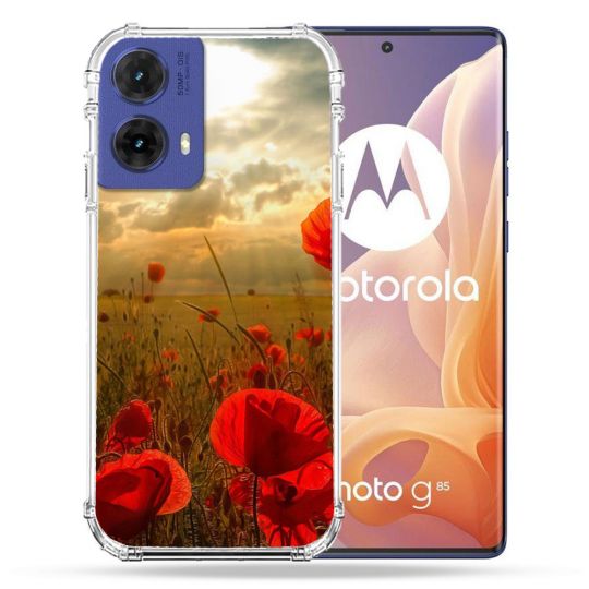 Coque Renforcée Pour Motorola G85 5G Fleur Coquelicot