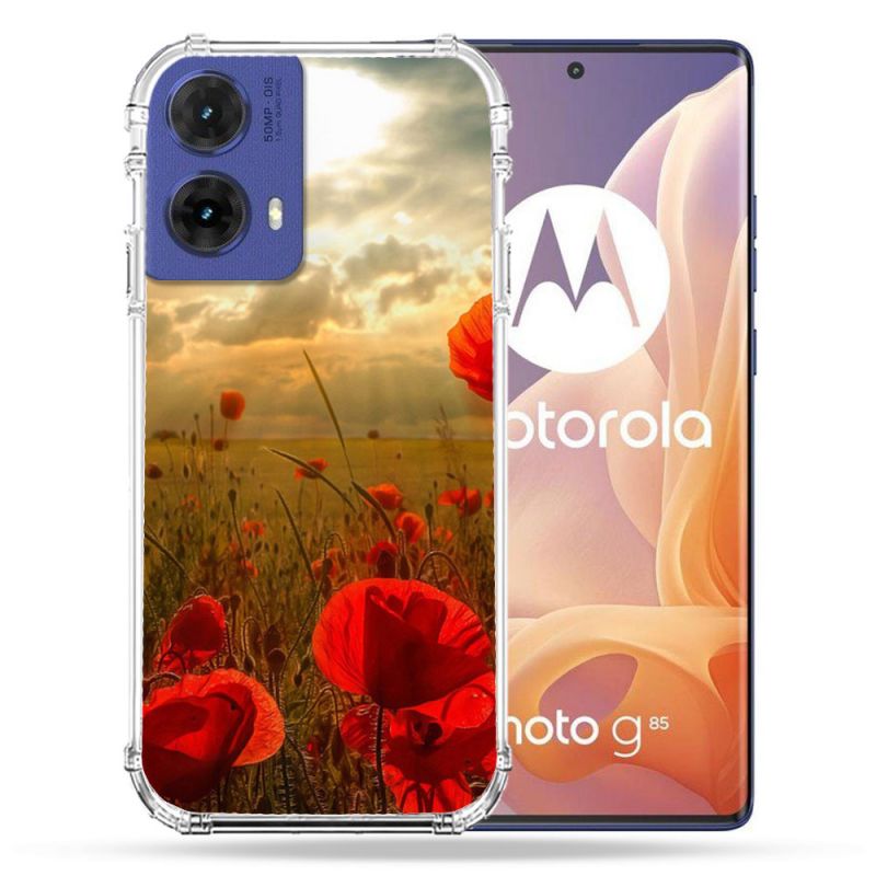 Coque Renforcée Pour Motorola G85 5G Fleur Coquelicot