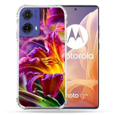 Coque Renforcée Pour Motorola G85 5G Fleur Lys Color