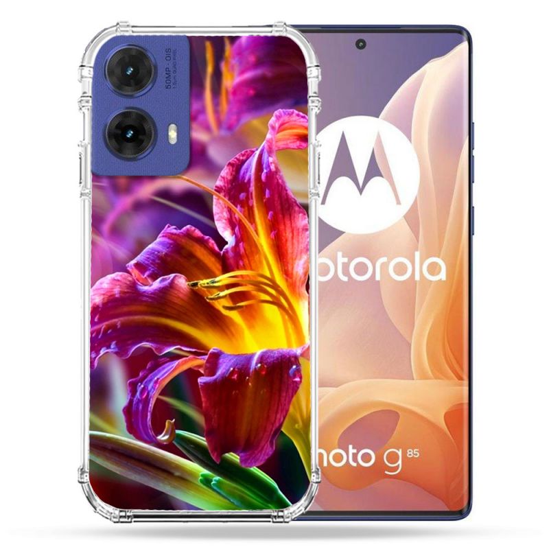 Coque Renforcée Pour Motorola G85 5G Fleur Lys Color