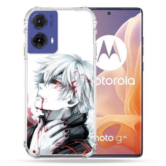 Coque Renforcée Pour Motorola G85 5G Manga Tokyo Ghoul Kaneki Blanc