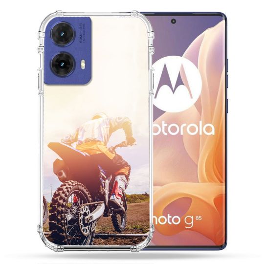 Coque Renforcée Pour Motorola G85 5G Moto Cross Soleil