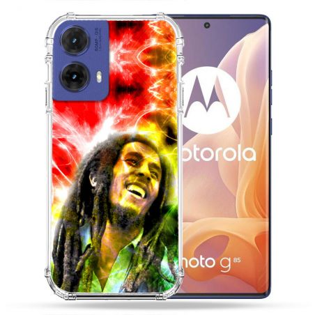 Coque Renforcée Pour Motorola G85 5G Musique Bob Marley Color