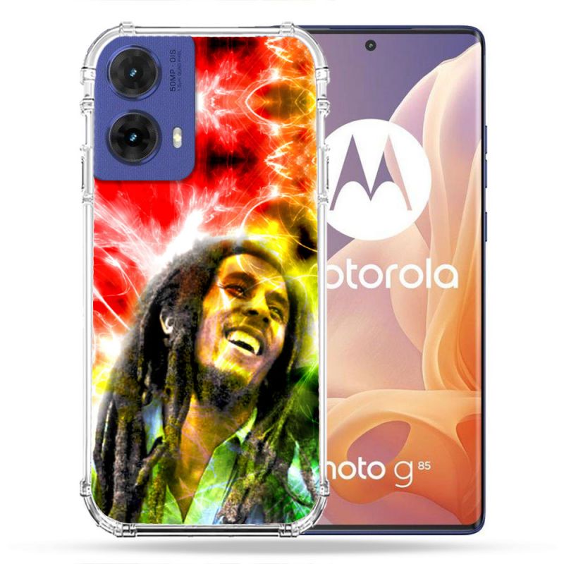 Coque Renforcée Pour Motorola G85 5G Musique Bob Marley Color