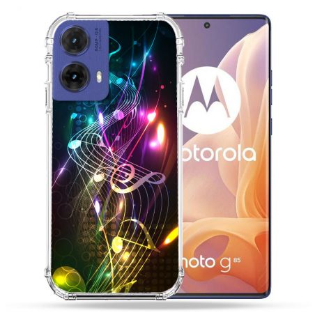 Coque Renforcée Pour Motorola G85 5G Musique Partition Multicolore