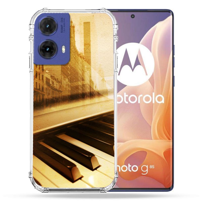Coque Renforcée Pour Motorola G85 5G Musique Piano Retro