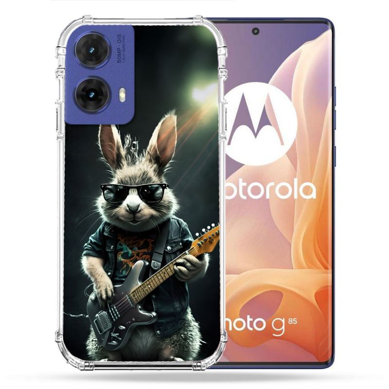 Coque Renforcée Pour Motorola G85 5G Musique Rock Lapin
