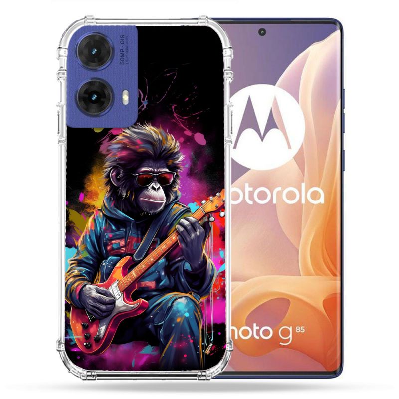 Coque Renforcée Pour Motorola G85 5G Musique Rock Singe