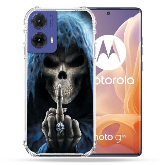 Coque Renforcée Pour Motorola G85 5G Tete de Mort Doigt
