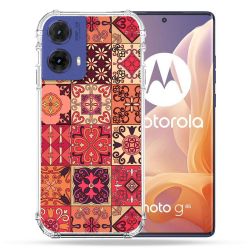 Coque Renforcée Pour Motorola G85 5G Texture Carreau Ciment Rouge