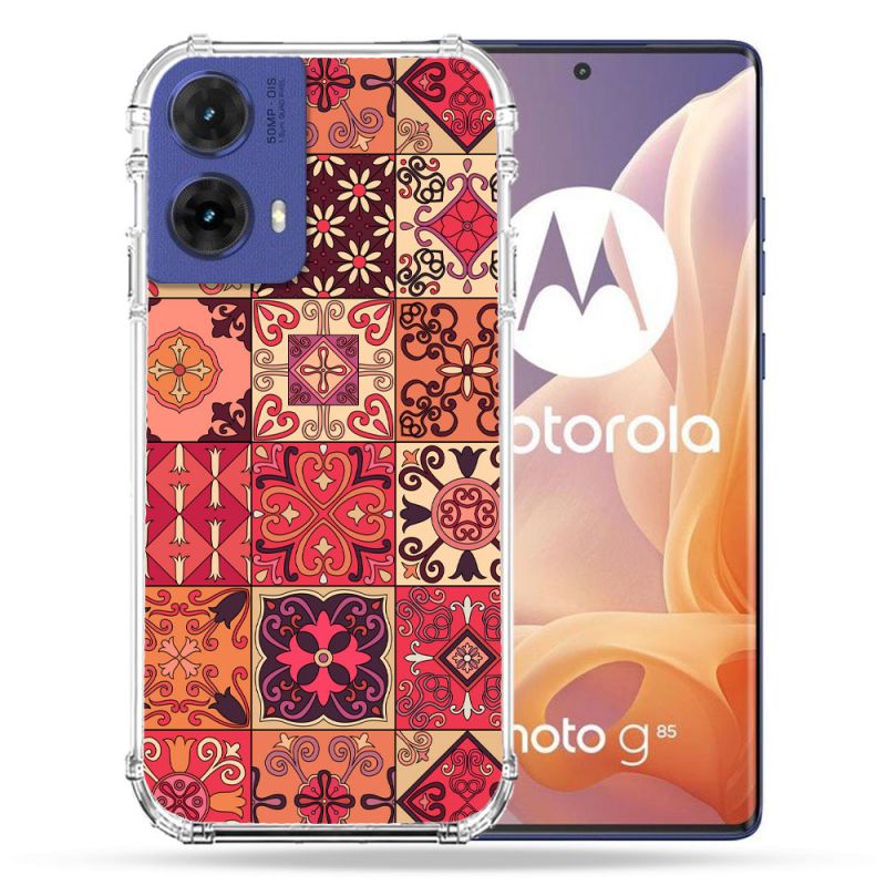 Coque Renforcée Pour Motorola G85 5G Texture Carreau Ciment Rouge