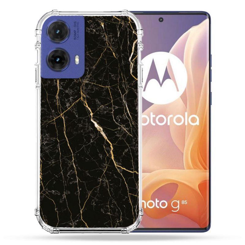 Coque Renforcée Pour Motorola G85 5G Texture Marbre Noir