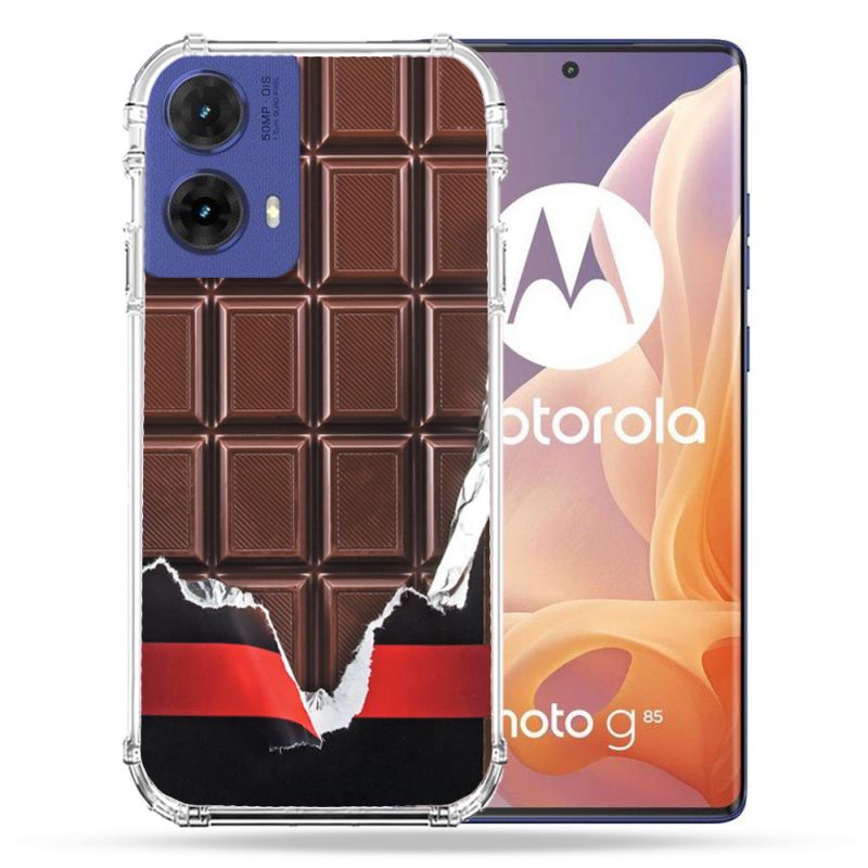 Coque Renforcée Pour Motorola G85 5G Texture Trompe Oeil Chocolat