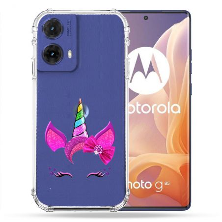 Coque Renforcée Transparente Pour Motorola G85 5G Licorne Paillette