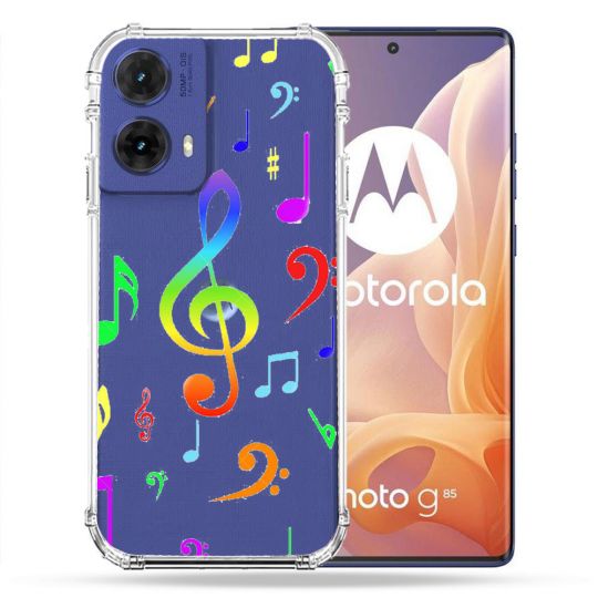 Coque Renforcée Transparente Pour Motorola G85 5G Note Musique Colore