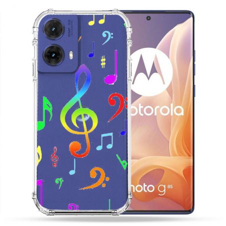 Coque Renforcée Transparente Pour Motorola G85 5G Note Musique Colore