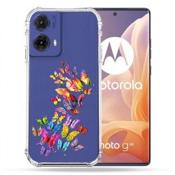 Coque Renforcée Transparente Pour Motorola G85 5G Papillon Multicolore