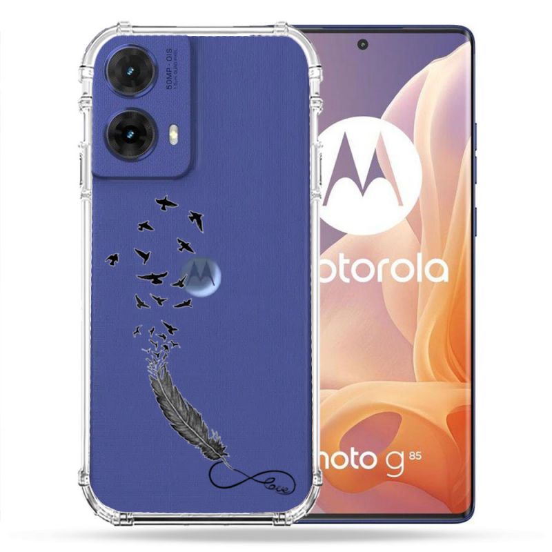 Coque Renforcée Transparente Pour Motorola G85 5G Plume Infini