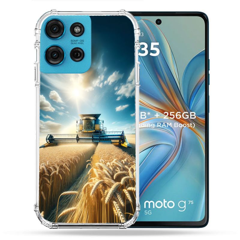 Coque Renforcée Pour Motorola G75 5G Agriculture Moissonneuse Blé