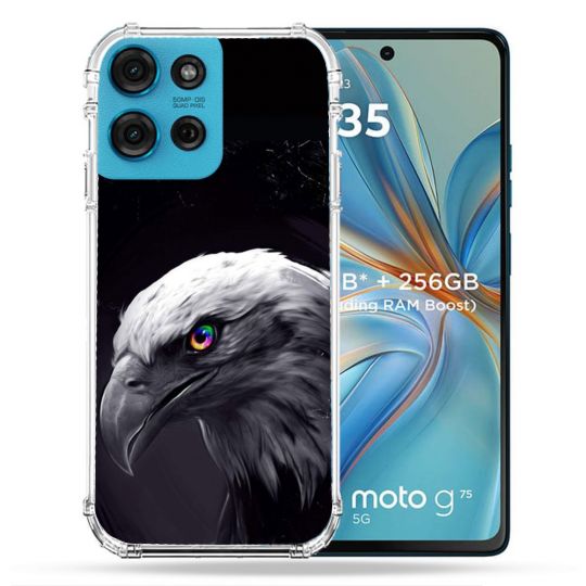 Coque Renforcée Pour Motorola G75 5G Animal Aigle Royal Noir