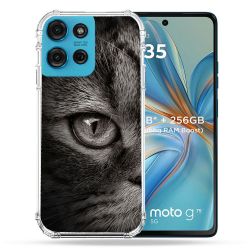 Coque Renforcée Pour Motorola G75 5G Animal Chat Gris