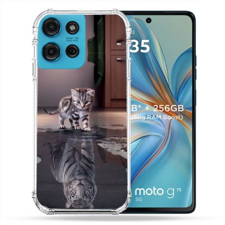 Coque Renforcée Pour Motorola G75 5G Animal Chat Reflet