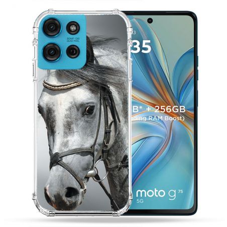 Coque Renforcée Pour Motorola G75 5G Animal Cheval Blanc