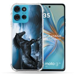 Coque Renforcée Pour Motorola G75 5G Animal Cheval Noir