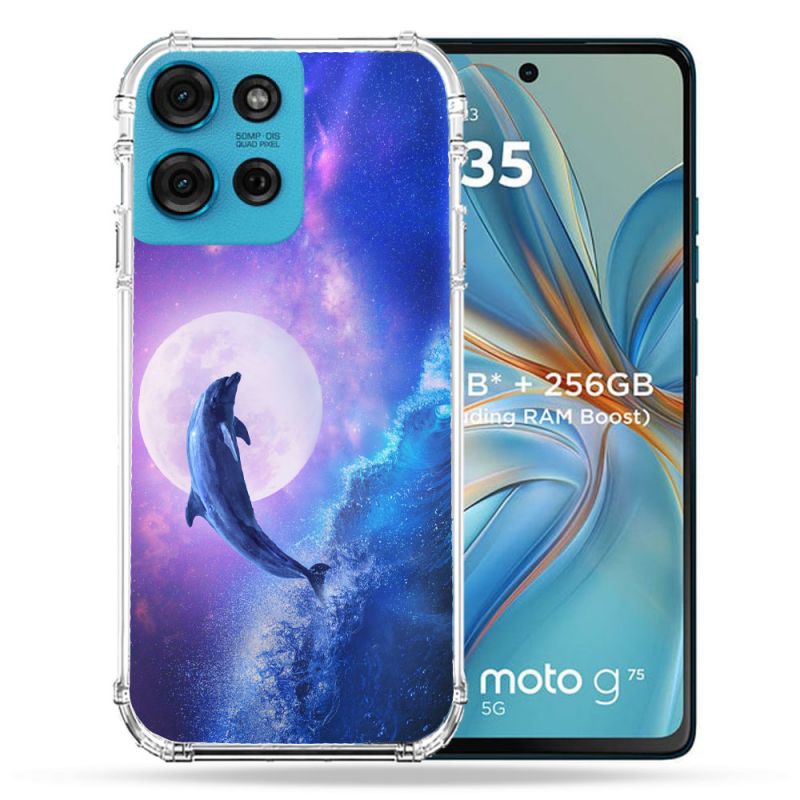 Coque Renforcée Pour Motorola G75 5G Animal Dauphin Vague