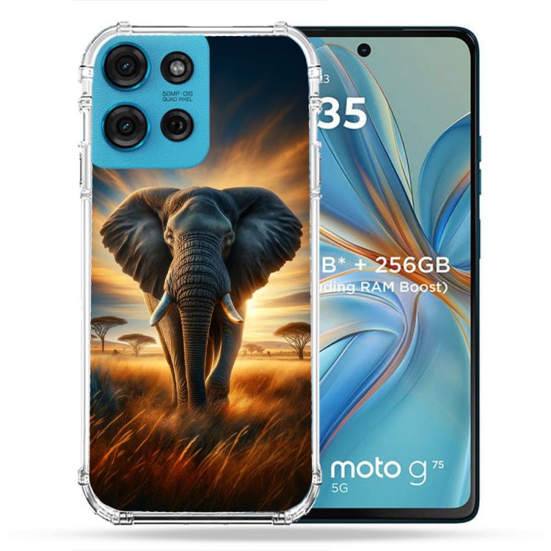 Coque Renforcée Pour Motorola G75 5G Animal Elephant Savane