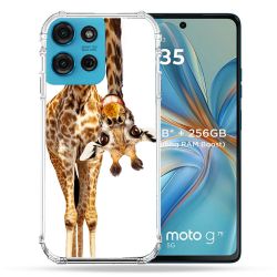 Coque Renforcée Pour Motorola G75 5G Animal Girafe Blanche