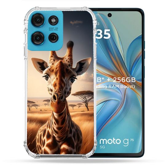 Coque Renforcée Pour Motorola G75 5G Animal Girafe Savane