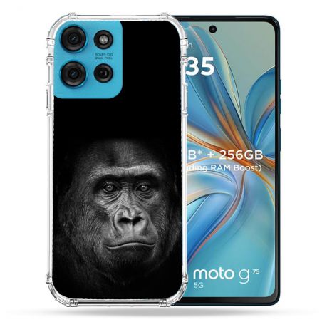 Coque Renforcée Pour Motorola G75 5G Animal Gorille Noir