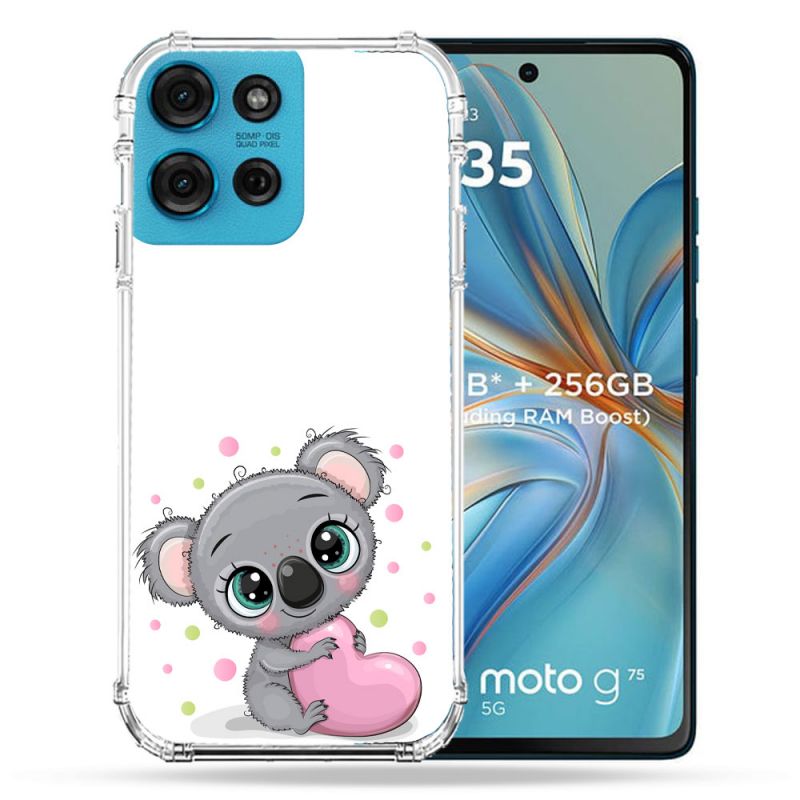 Coque Renforcée Pour Motorola G75 5G Animal Koala Cœur