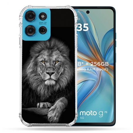 Coque Renforcée Pour Motorola G75 5G Animal Lion Majestueux