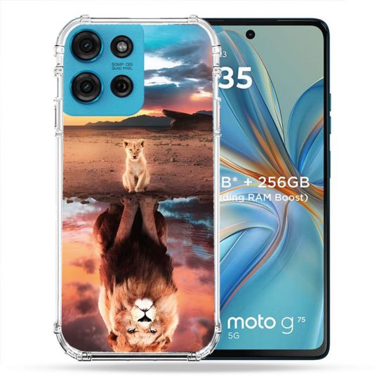 Coque Renforcée Pour Motorola G75 5G Animal Lion Reflet