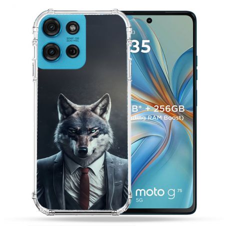 Coque Renforcée Pour Motorola G75 5G Animal Loup Business