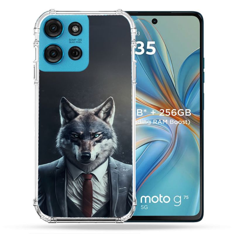 Coque Renforcée Pour Motorola G75 5G Animal Loup Business