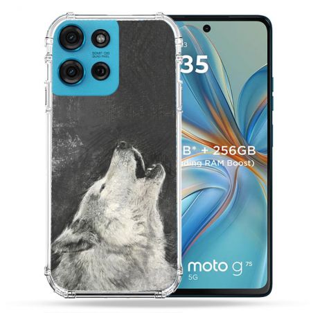 Coque Renforcée Pour Motorola G75 5G Animal Loup Hurlement